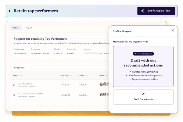 Draft an action plan using 15Five's HR Outcomes Dashboard